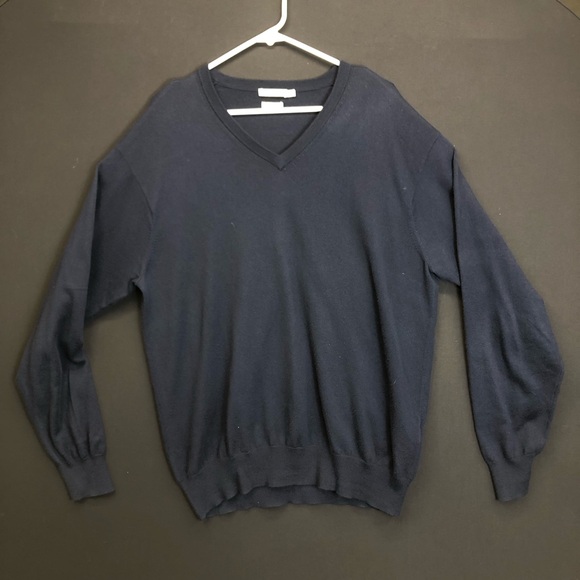 Peter Millar Other - Peter Millar Mens‎ Large Sweater V-Neck Pullover Navy Blue Cotton Cashmere Blend